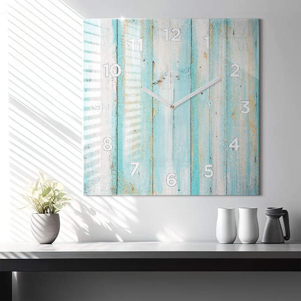 Wanduhr quadratisch Blaue Bretter