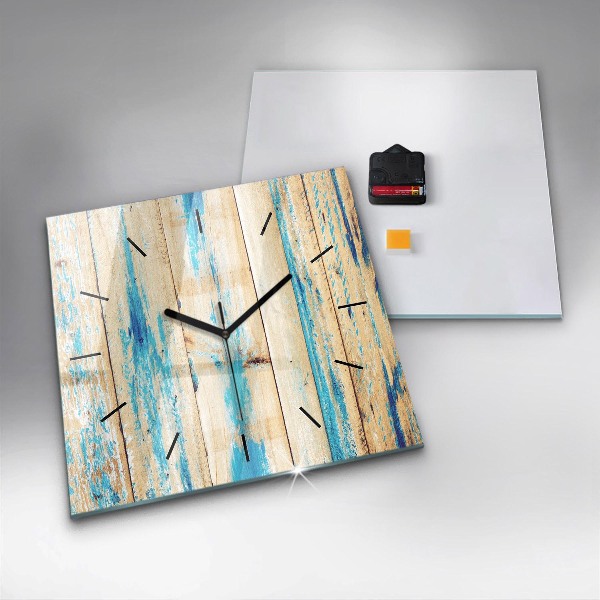Wanduhr modern quadratisch Zerkratztes Holz
