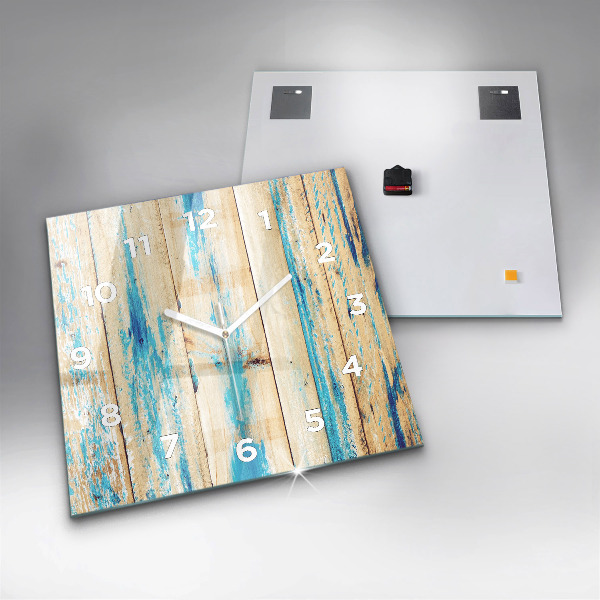 Wanduhr modern quadratisch Zerkratztes Holz