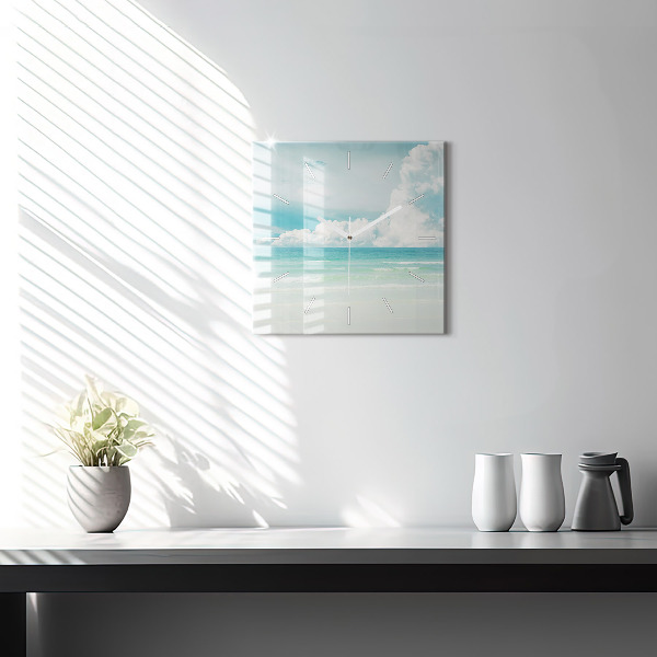 Wanduhr modern quadratisch Landschaft mit Meer