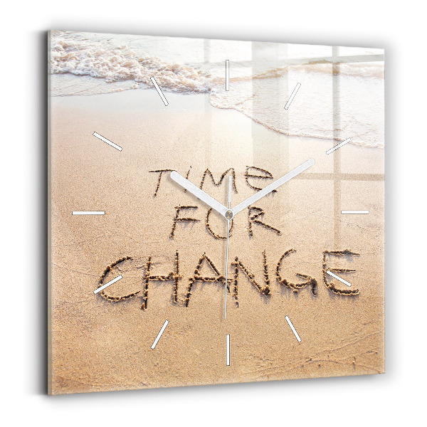 Wanduhr modern quadratisch Zitat am Strand