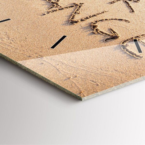 Wanduhr modern quadratisch Zitat am Strand