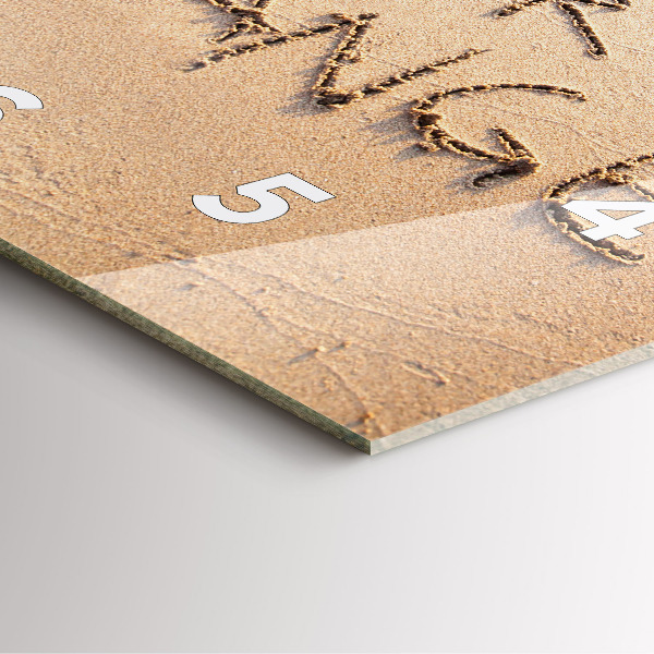 Wanduhr modern quadratisch Zitat am Strand