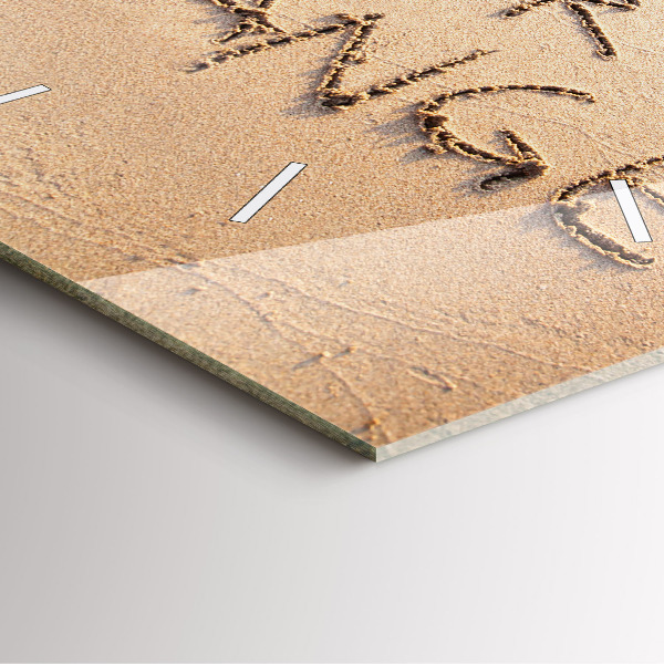 Wanduhr modern quadratisch Zitat am Strand