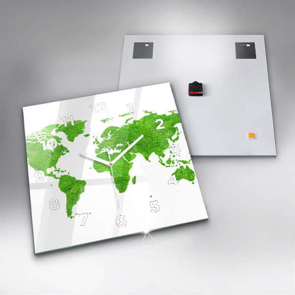 Wanduhr quadratisch Karte mit grünem Gras