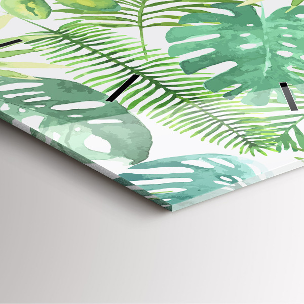 Wanduhr modern quadratisch Grüne Blätter