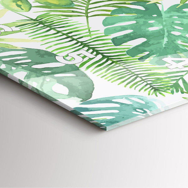 Wanduhr modern quadratisch Grüne Blätter