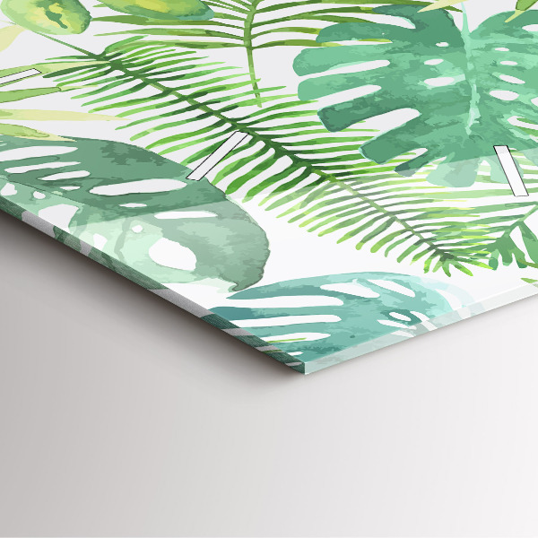 Wanduhr modern quadratisch Grüne Blätter