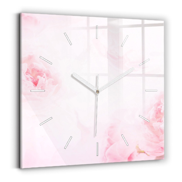 Wanduhr modern quadratisch Blühende Blumen