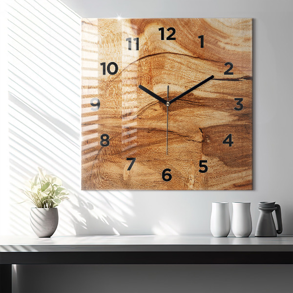 Wanduhr quadratisch mit motiv Holztextur