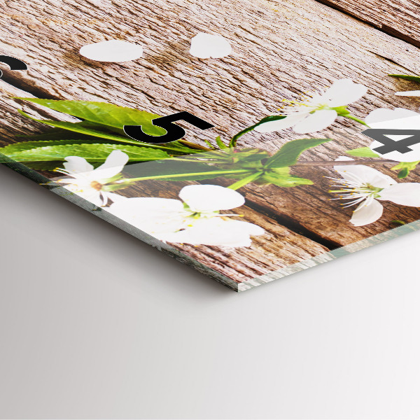 Wanduhr quadratisch Blumen auf Holz