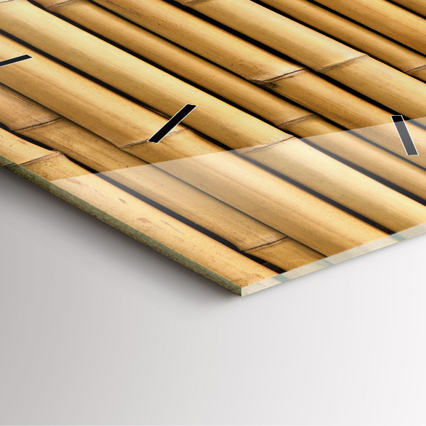 Wanduhr modern quadratisch Bambus Stangen