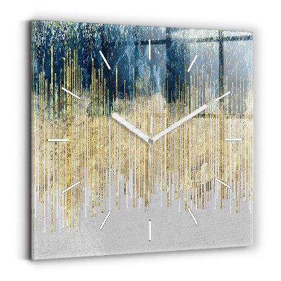 Wanduhr modern quadratisch Dekoratives Muster und Gold