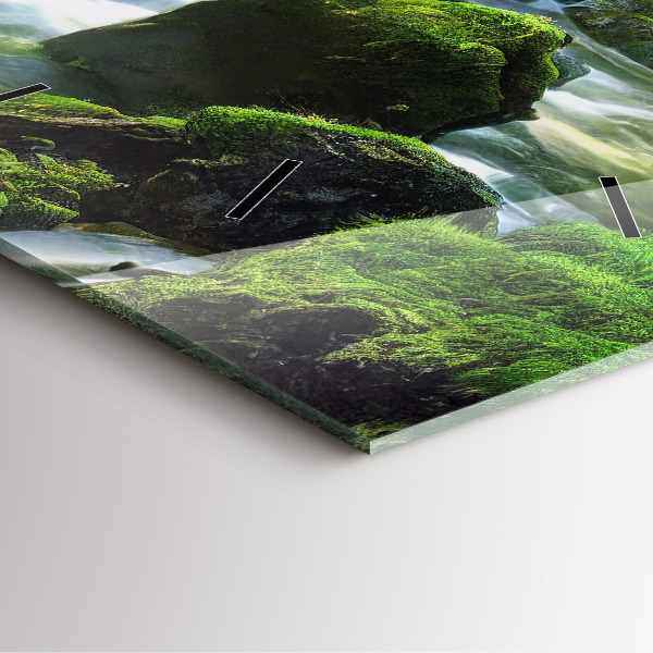 Wanduhr quadratisch mit motiv Wasserfall und Felsen