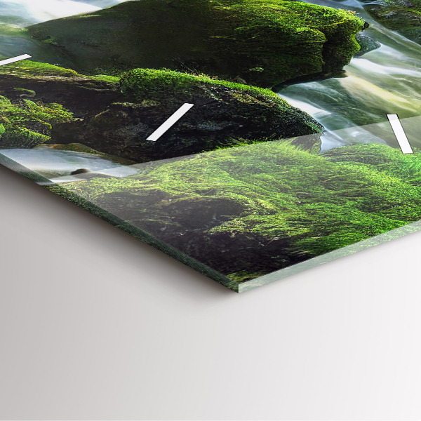 Wanduhr quadratisch mit motiv Wasserfall und Felsen