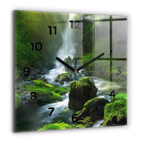 Wanduhr quadratisch mit motiv Wasserfall und Felsen