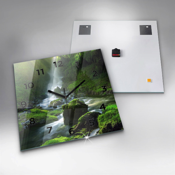 Wanduhr quadratisch mit motiv Wasserfall und Felsen