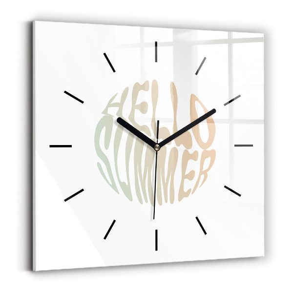 Wanduhr modern quadratisch Hallo Sommer!