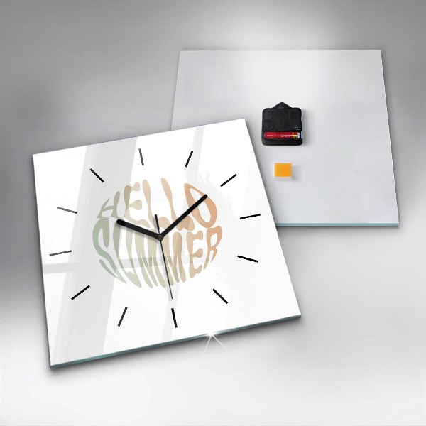 Wanduhr modern quadratisch Hallo Sommer!