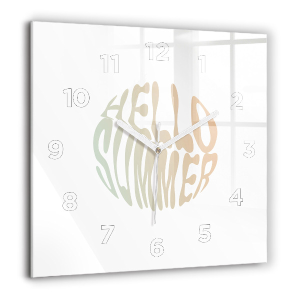 Wanduhr modern quadratisch Hallo Sommer!
