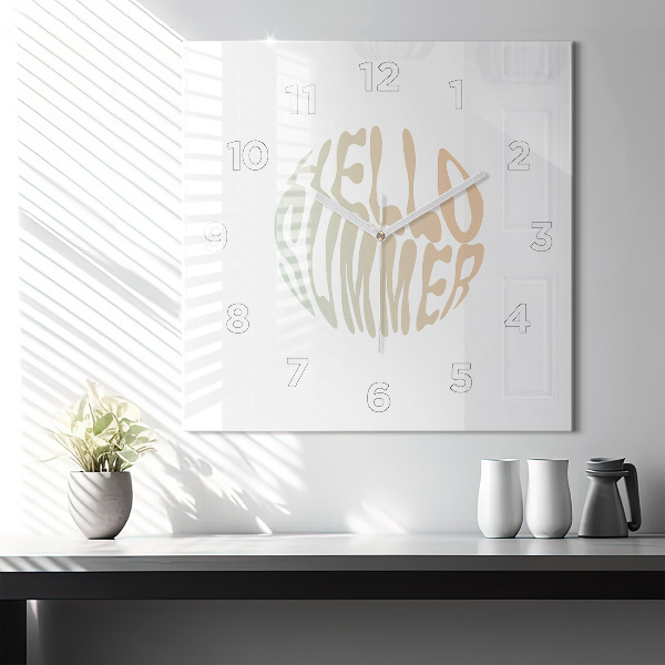 Wanduhr modern quadratisch Hallo Sommer!