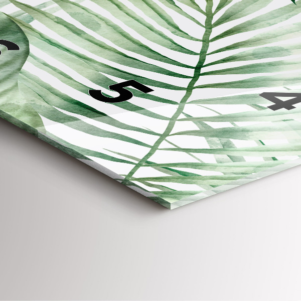 Wanduhr modern quadratisch Gemalte Pflanzenblätter