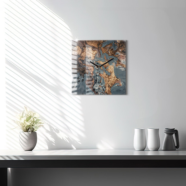 Wanduhr quadratisch mit motiv Abstrakte Marmor-Gold-Abstraktion