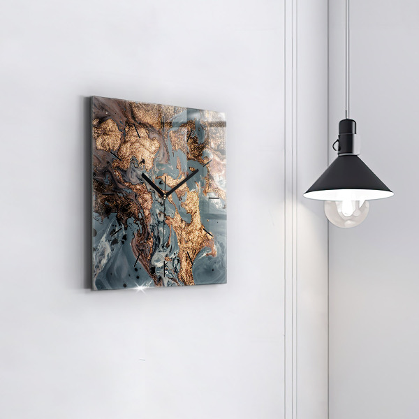 Wanduhr quadratisch mit motiv Abstrakte Marmor-Gold-Abstraktion