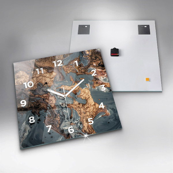 Wanduhr quadratisch mit motiv Abstrakte Marmor-Gold-Abstraktion