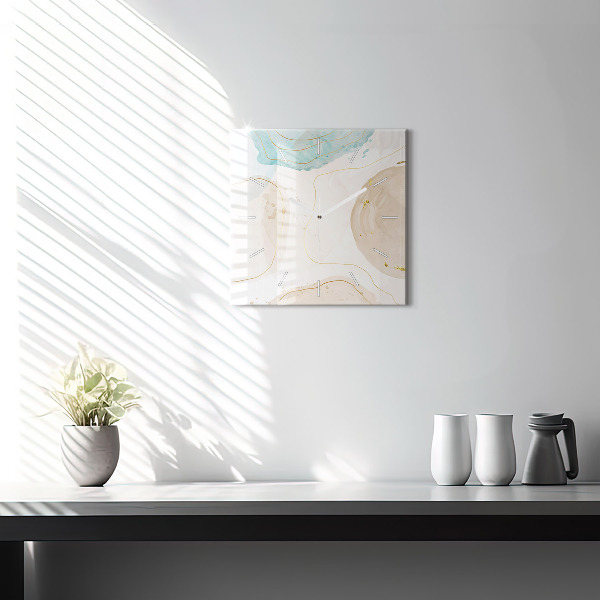 Wanduhr quadratisch Aquarell-Flecken