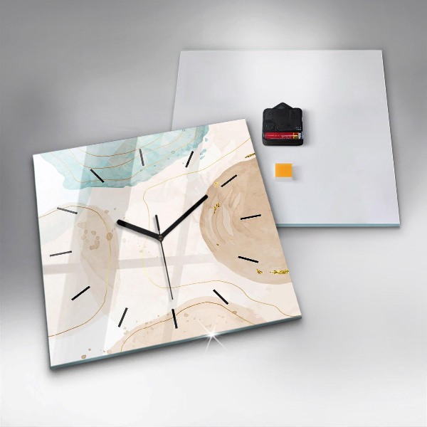 Wanduhr quadratisch Aquarell-Flecken