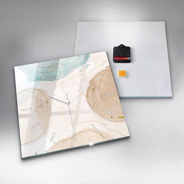Wanduhr quadratisch Aquarell-Flecken
