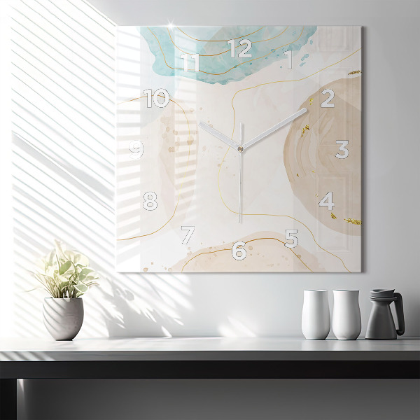 Wanduhr quadratisch Aquarell-Flecken