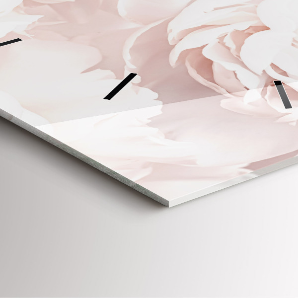 Wanduhr modern quadratisch Pfingstrosenblüten