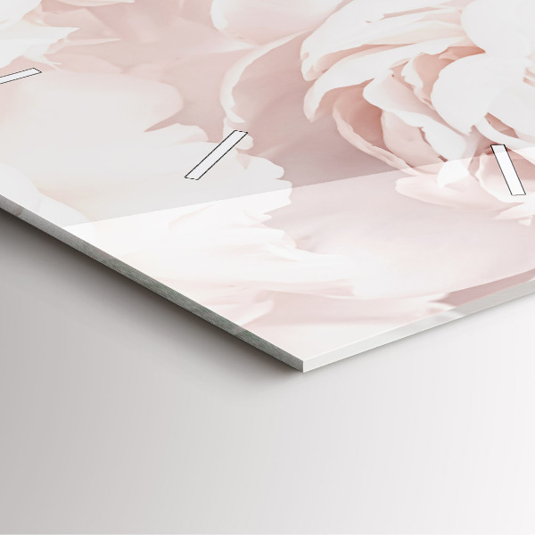 Wanduhr modern quadratisch Pfingstrosenblüten