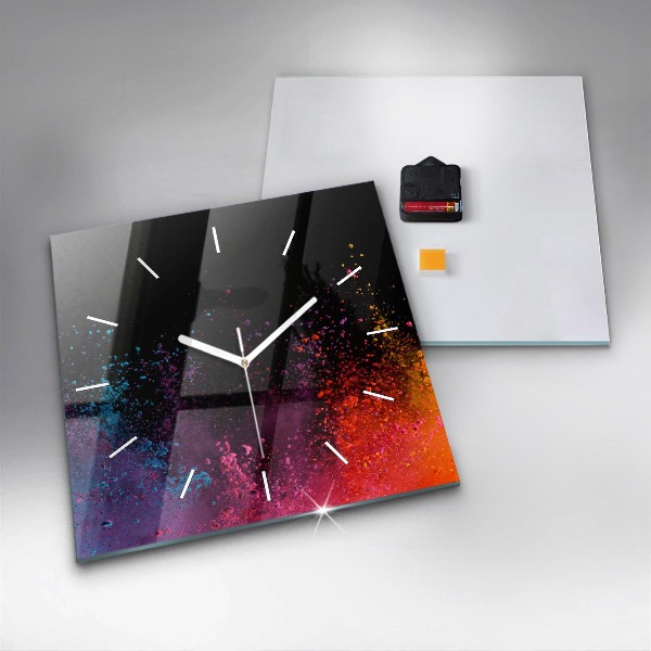 Wanduhr quadratisch mit motiv Explosion der Farben