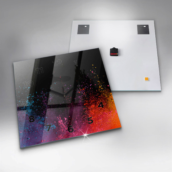 Wanduhr quadratisch mit motiv Explosion der Farben