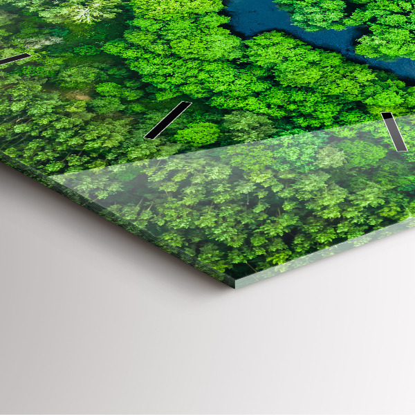 Wanduhr quadratisch mit motiv Fluss im Wald