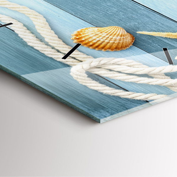 Wanduhr quadratisch Streifen und Muscheln