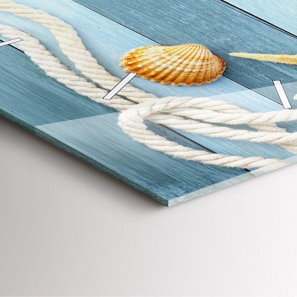 Wanduhr quadratisch Streifen und Muscheln