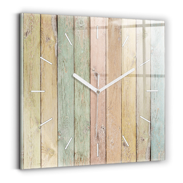 Wanduhr quadratisch mit motiv Farbige Bretter