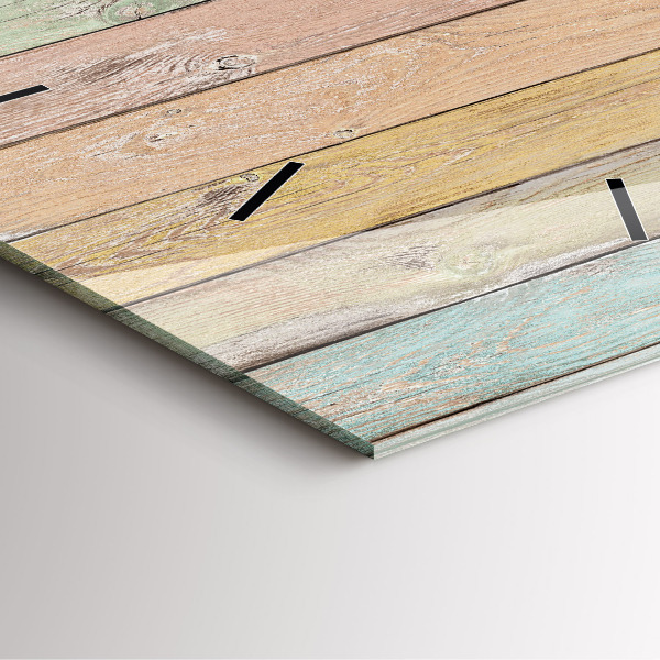 Wanduhr quadratisch mit motiv Farbige Bretter