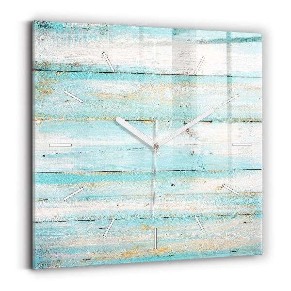 Wanduhr quadratisch mit motiv Blaue Bretter