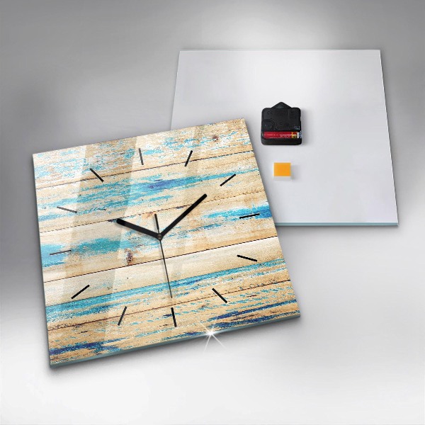 Wanduhr quadratisch Zerkratztes Holz