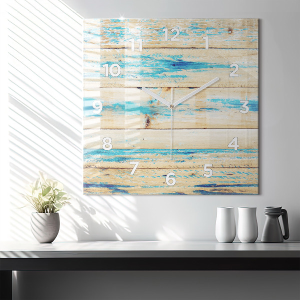 Wanduhr quadratisch Zerkratztes Holz