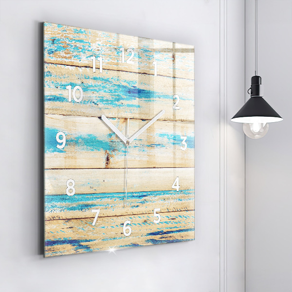 Wanduhr quadratisch Zerkratztes Holz