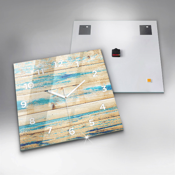 Wanduhr quadratisch Zerkratztes Holz