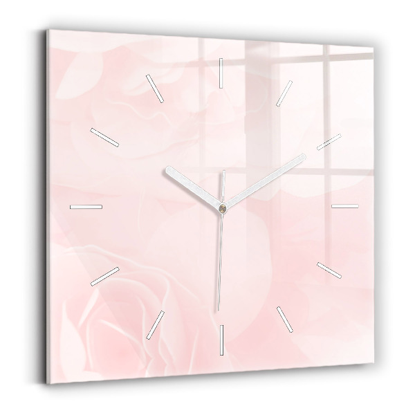 Wanduhr quadratisch mit motiv Blühende Rosen
