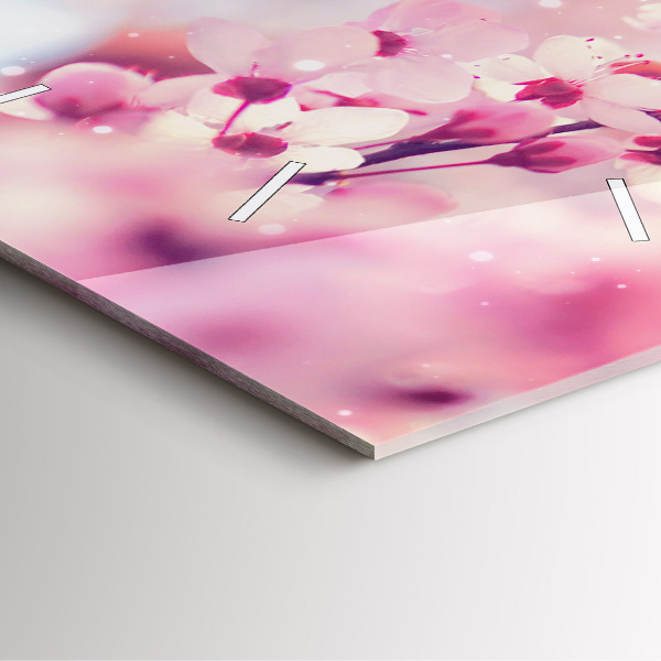 Wanduhr modern quadratisch Frühlingsblumen