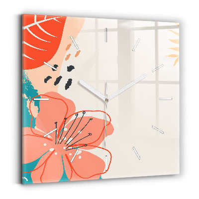 Wanduhr modern quadratisch Hawaiianische Pflanzen